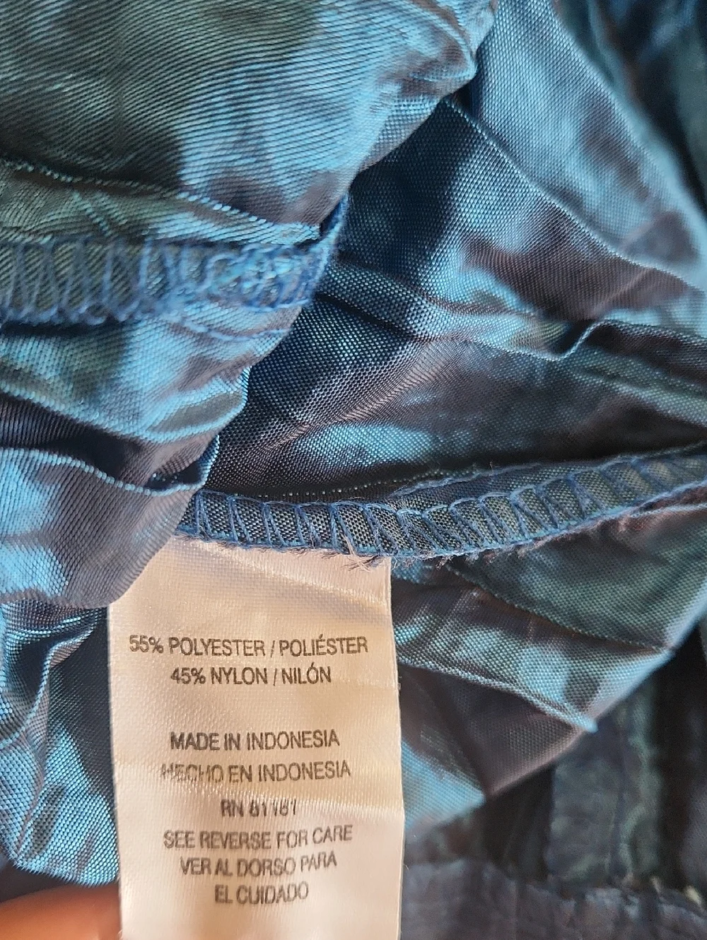 Agora Blue Vint. Crinkle Bouse Rhinestone Buttons. Size M - Picture 8 of 11